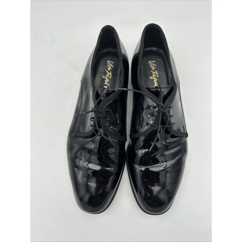 Vito Rufolo Shoes Mens 11.5 Black Patent Leather Lace Up Oxfords Made in Romania